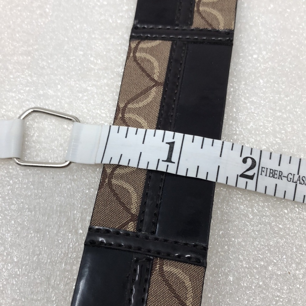 Nine West Belt Patchwork Brown Size Medium Square Gold Tone Buckle - Picture 11 of 13